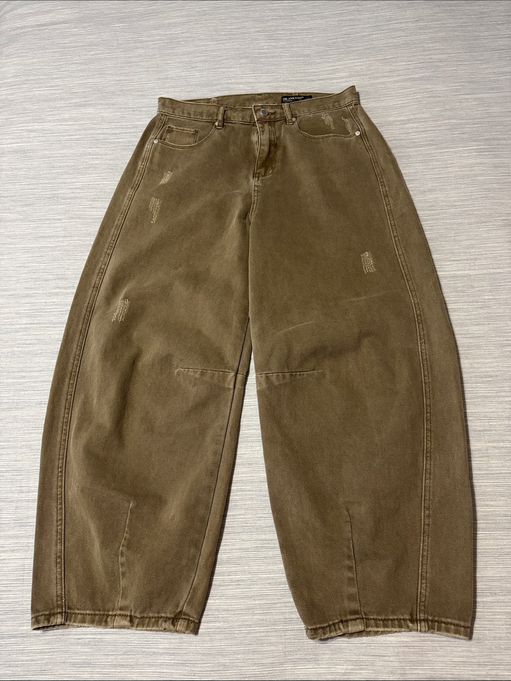 BLANKNYC The Bowery Barrel Leg Jeans Brown Distressed Wash Size 30